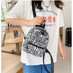 Animal Print Mini Women's Backpack Nylon Teen Girls School Bag