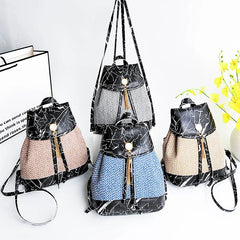 Stone Pattern Knitted Tassel Mini Women's Backpack