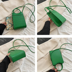 Mini Croc PU Leather Crossbody Phone Bag Short Handle Summer Shoulder Bag
