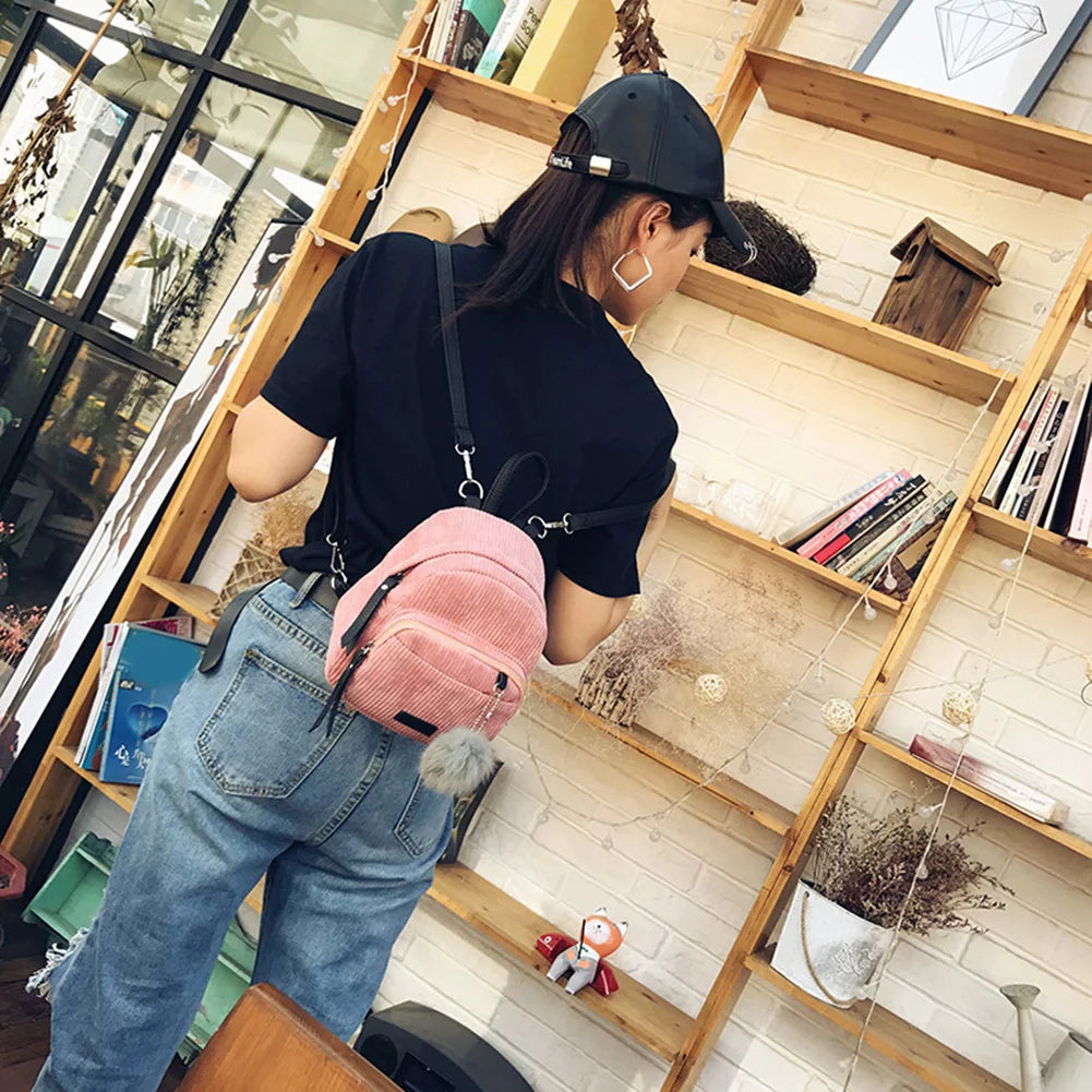 Velvet Mini Backpack for Girls School Bags Teen Knapsack