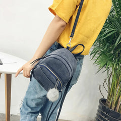 Velvet Mini Backpack for Girls School Bags Teen Knapsack