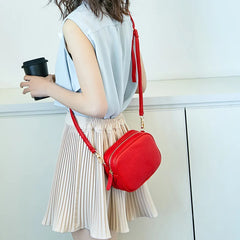 Mini Litchi Grain Flap Shoulder Bag for Women Small Square Bag