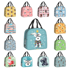 Schnauzer Christmas Tree Insulated Lunch Bags Women Animal Dog Lunch Container
