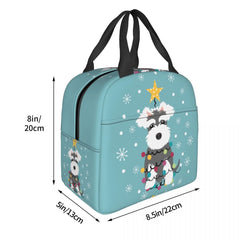 Schnauzer Christmas Tree Insulated Lunch Bags Women Animal Dog Lunch Container