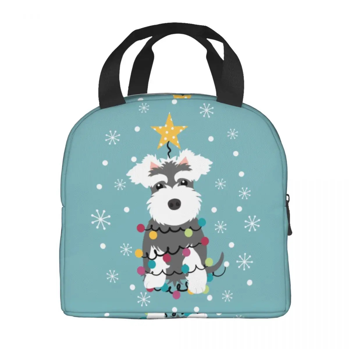 Schnauzer Christmas Tree Insulated Lunch Bags Women Animal Dog Lunch Container