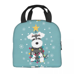 Schnauzer Christmas Tree Insulated Lunch Bags Women Animal Dog Lunch Container