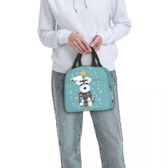 Schnauzer Christmas Tree Insulated Lunch Bags Women Animal Dog Lunch Container