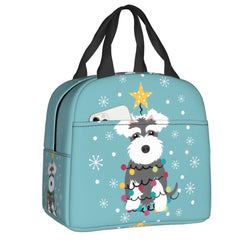 Schnauzer Christmas Tree Insulated Lunch Bags Women Animal Dog Lunch Container