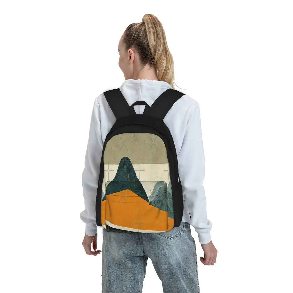Simple Mountain Backpack for Men & Women, Zipper School Bags for Girls