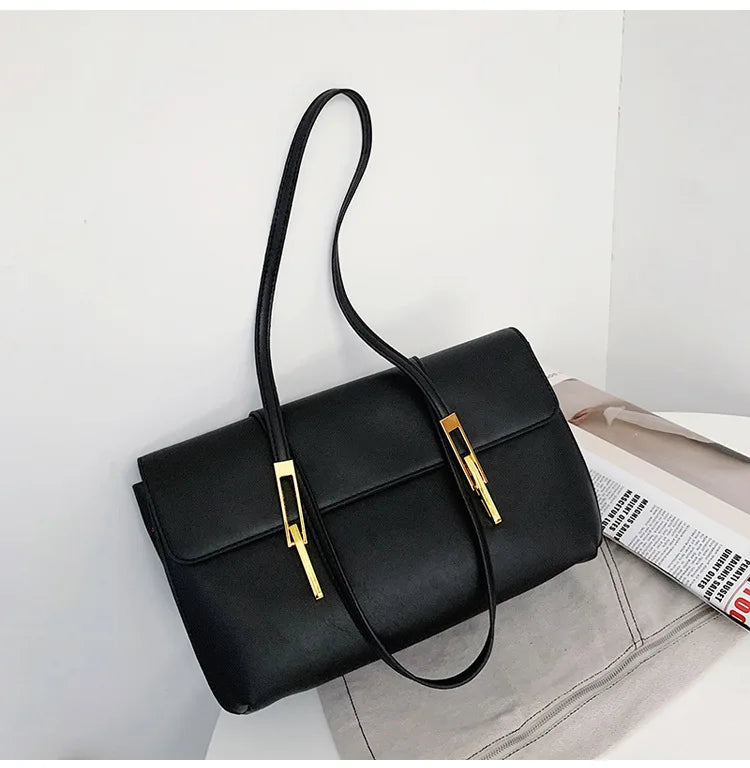 Minimalism PU Leather Shoulder Bag Top-Handle Tote Office Bag