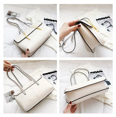 Minimalism PU Leather Shoulder Bag Top-Handle Tote Office Bag
