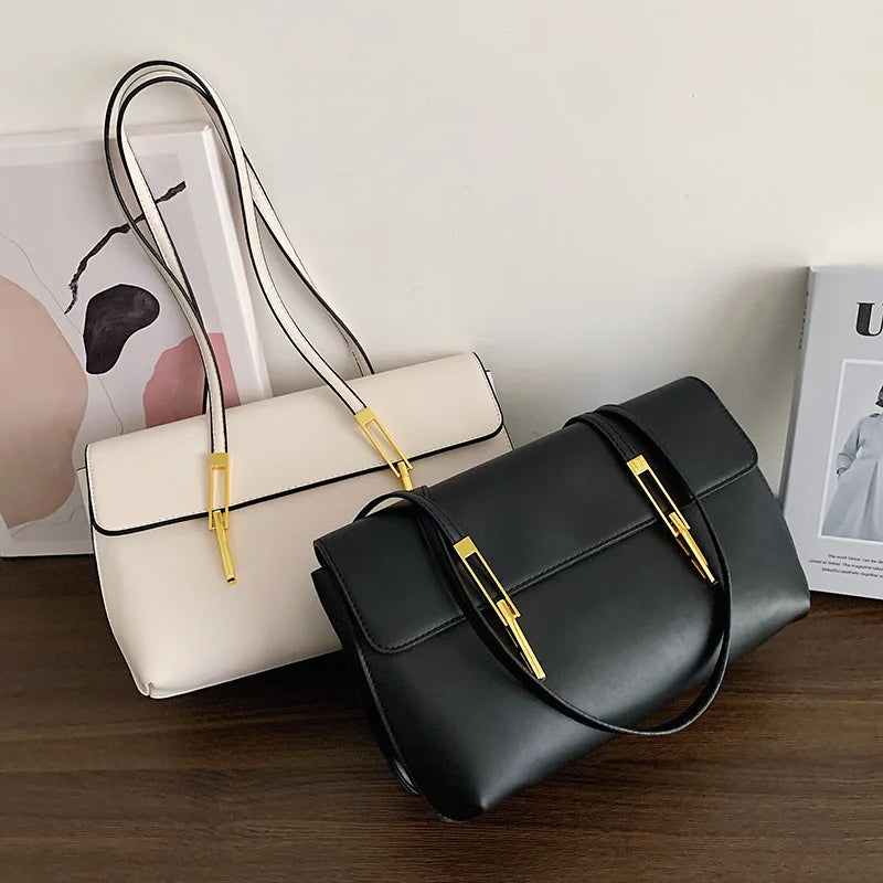 Minimalism PU Leather Shoulder Bag Top-Handle Tote Office Bag