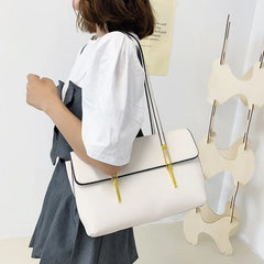 Minimalism PU Leather Shoulder Bag Top-Handle Tote Office Bag
