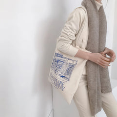 Minimalist Pattern Printing Ladies Canvas Tote Bag for Girls