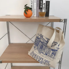 Minimalist Pattern Printing Ladies Canvas Tote Bag for Girls