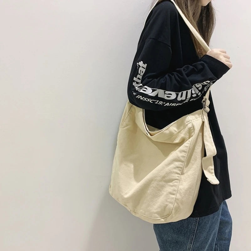 Minimalist Cotton Shoulder Bag Unisex Crossbody Bag