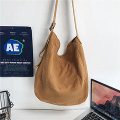 Minimalist Canvas Shoulder Bag Unisex Solid Crossbody Bag
