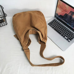 Minimalist Canvas Shoulder Bag Unisex Solid Crossbody Bag