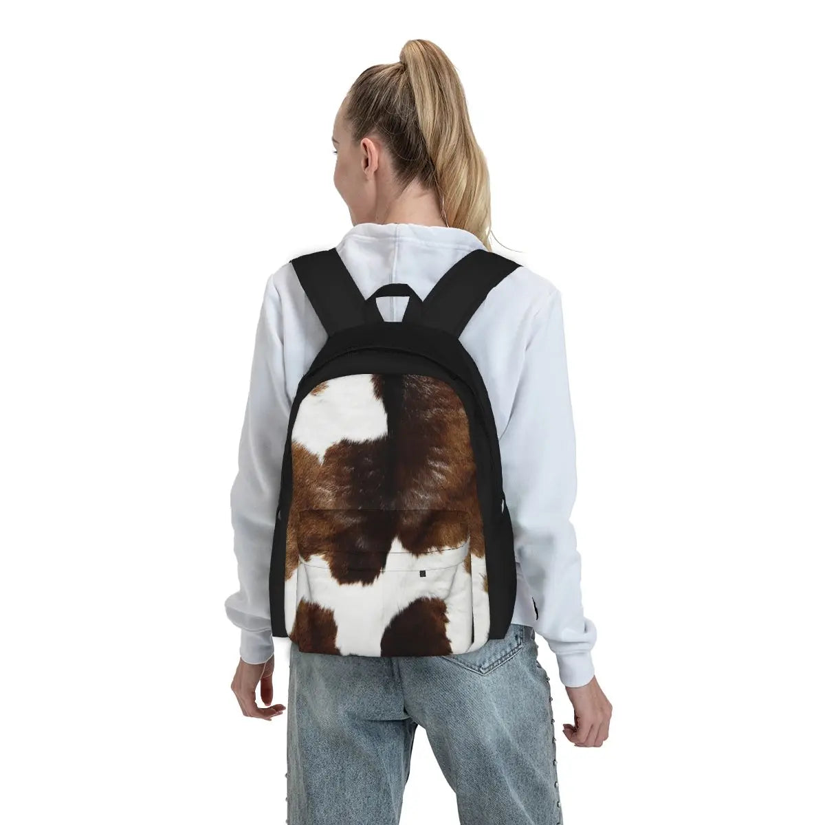 Minimalistic Cattle Cow 2 Backpacks Men Women Travel Bags