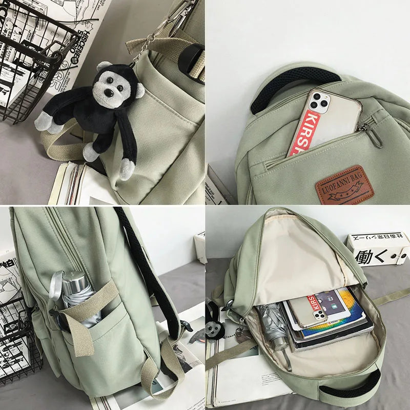 Minority Solid College Student Schoolbag Large Capacity Waterproof Backpack