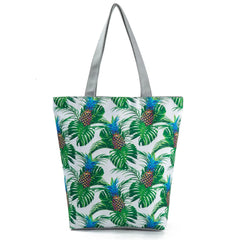 Miyahouse Canvas Shoulder Bag Women Handbag Leaves Printed Tote Handbag