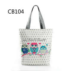 Miyahouse Owl Printed Shoulder Bag Tote Handbag Canvas Beach Bag Lady Shopping