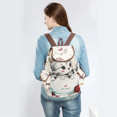 Miyahouse Cat Printed Drawstring Backpack Large Capacity School Bag