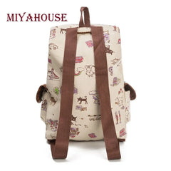 Miyahouse Cat Printed Drawstring Backpack Large Capacity School Bag