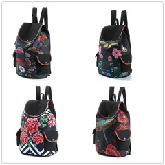 Miyahouse Dragonfly Floral Print Canvas Backpack for Teenage Girls