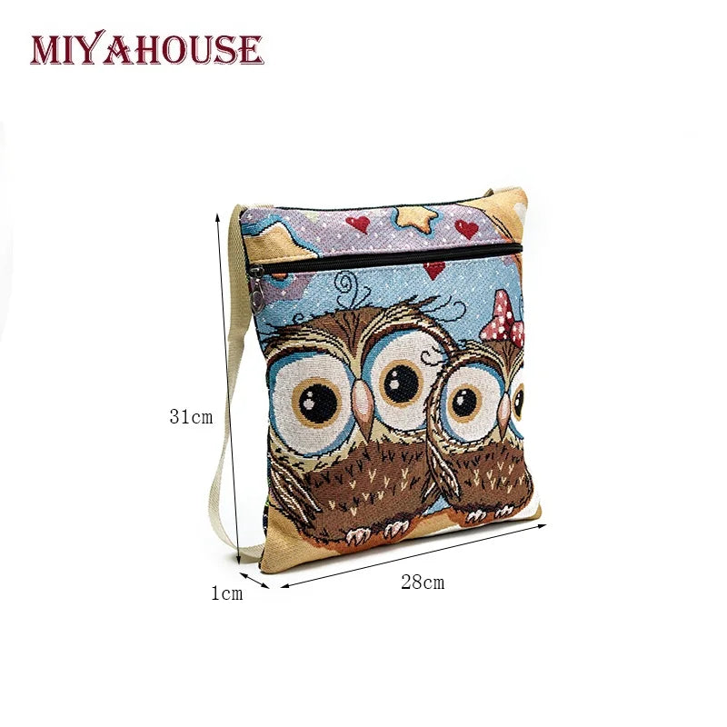 Miyahouse Couple Owl Printed Summer Crossbody Bag Shoulder Bag For Teenage Girls