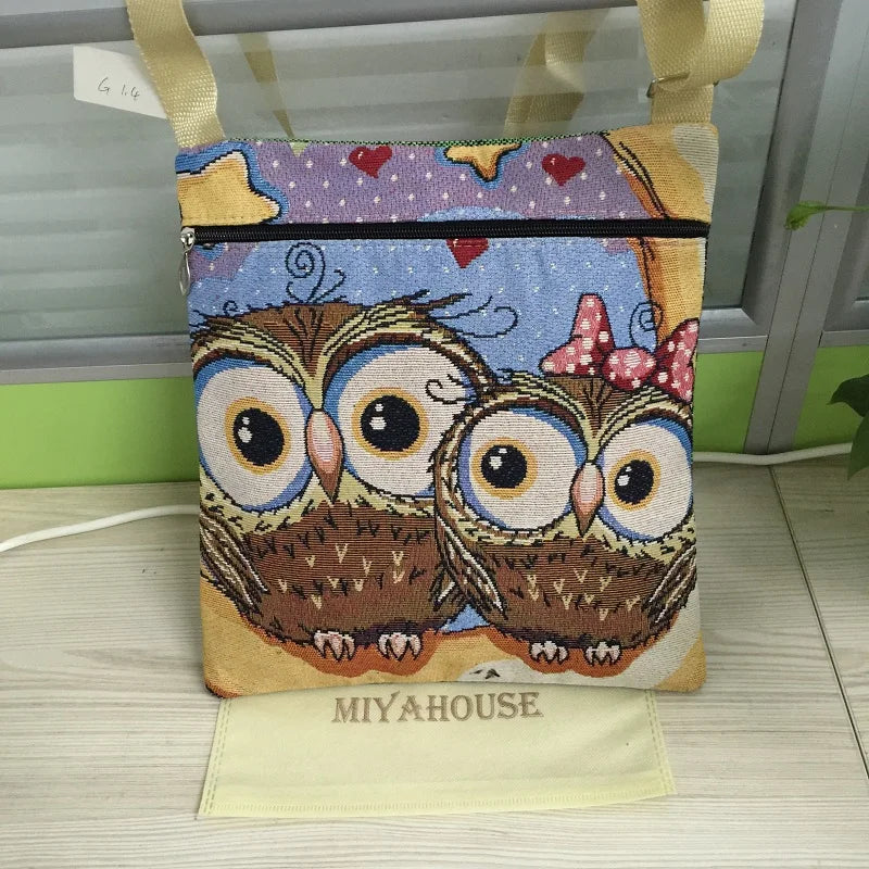 Miyahouse Couple Owl Printed Summer Crossbody Bag Shoulder Bag For Teenage Girls