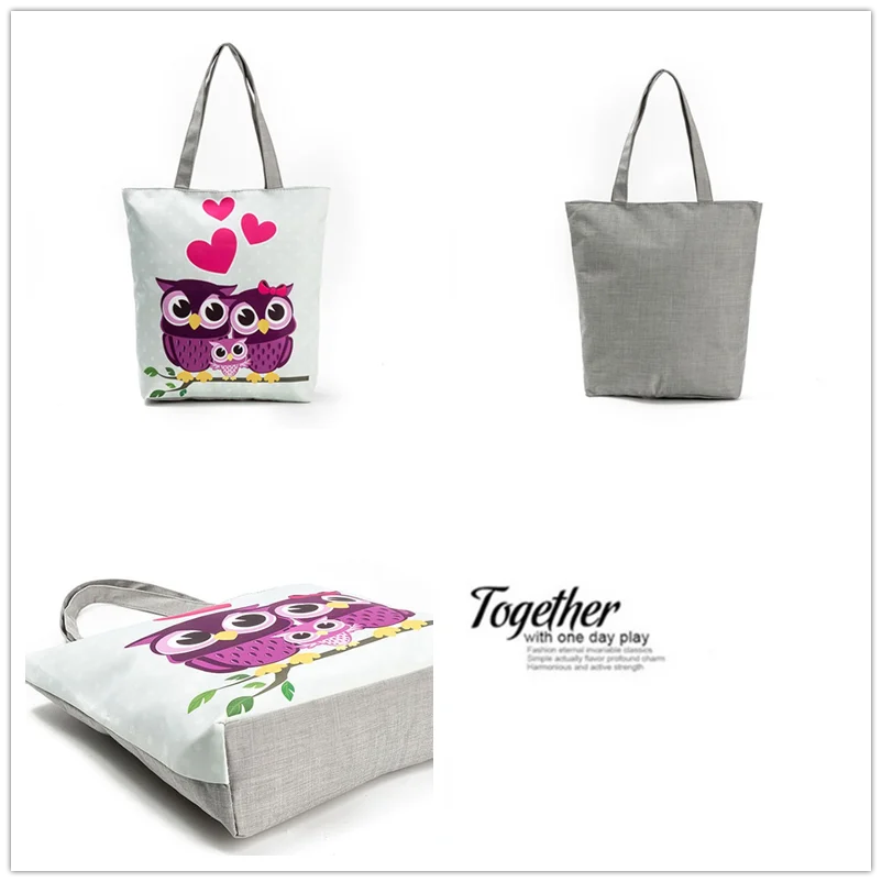 Miyahouse Owl Printed Casual Tote Large Capacity Canvas Female Shopping Bag