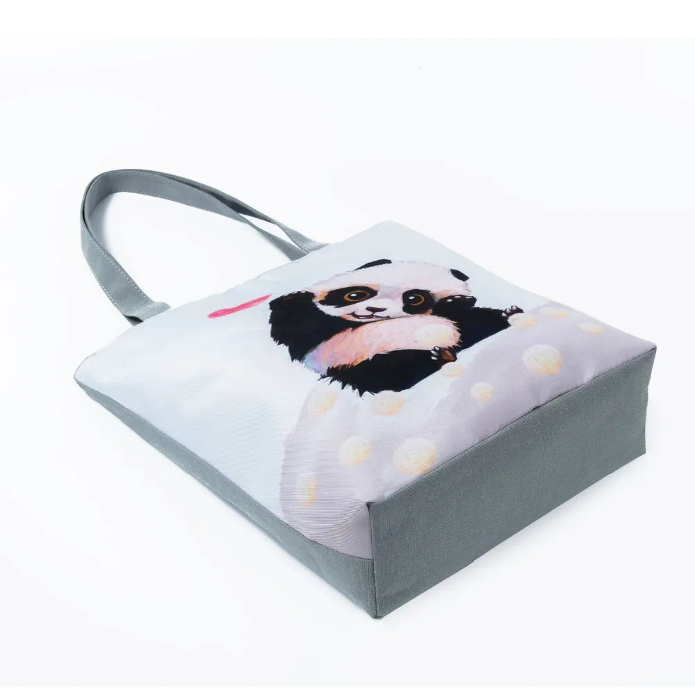 Miyahouse Panda Canvas Tote Handbags High Capacity Women Shopping Bag