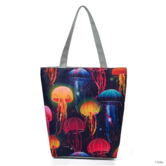 Miyahouse Floral Tote Bag Canvas Summer Beach Shoulder Bag Lady