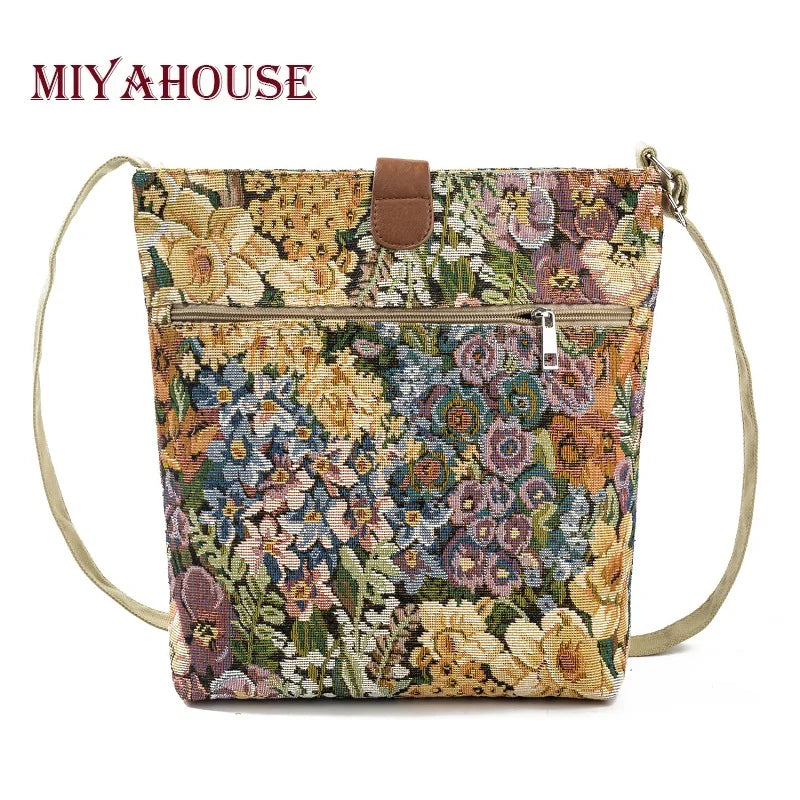 Miyahouse Embroidered Shoulder Bag Vintage Rose Crossbody Floral Messenger