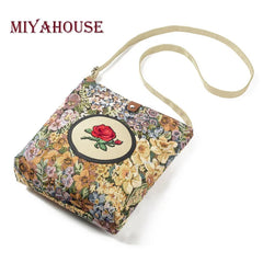 Miyahouse Embroidered Shoulder Bag Vintage Rose Crossbody Floral Messenger
