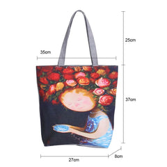 Miyahouse Floral Canvas Beach Bag for Women