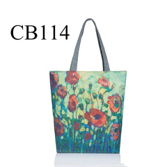 Miyahouse Floral Canvas Tote Bag Large Capacity Women Beach Casual Tote