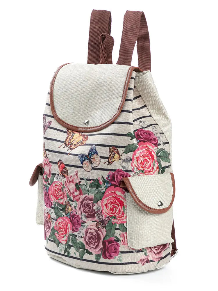 Miyahouse Canvas Backpack Women Drawstring Bag Travel Rucksack