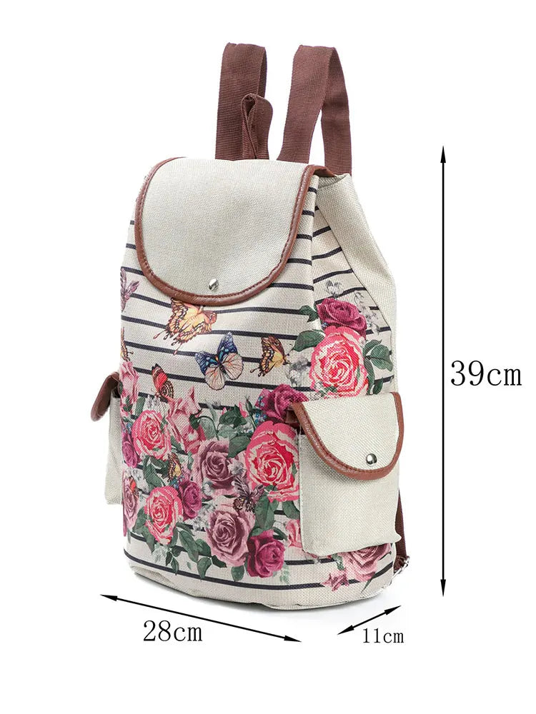 Miyahouse Canvas Backpack Women Drawstring Bag Travel Rucksack