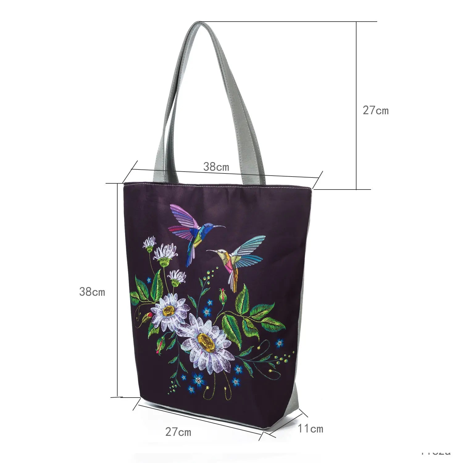 Miyahouse Embroidery Canvas Handbag Floral Bird Printed Lady Shoulder Bag
