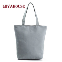 Miyahouse Fresh Canvas Tote Bag Green Cactus Print Shoulder Bag