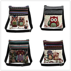 Miyahuose Owl Printed Mini Shoulder Bag Lady Small Double Zipper