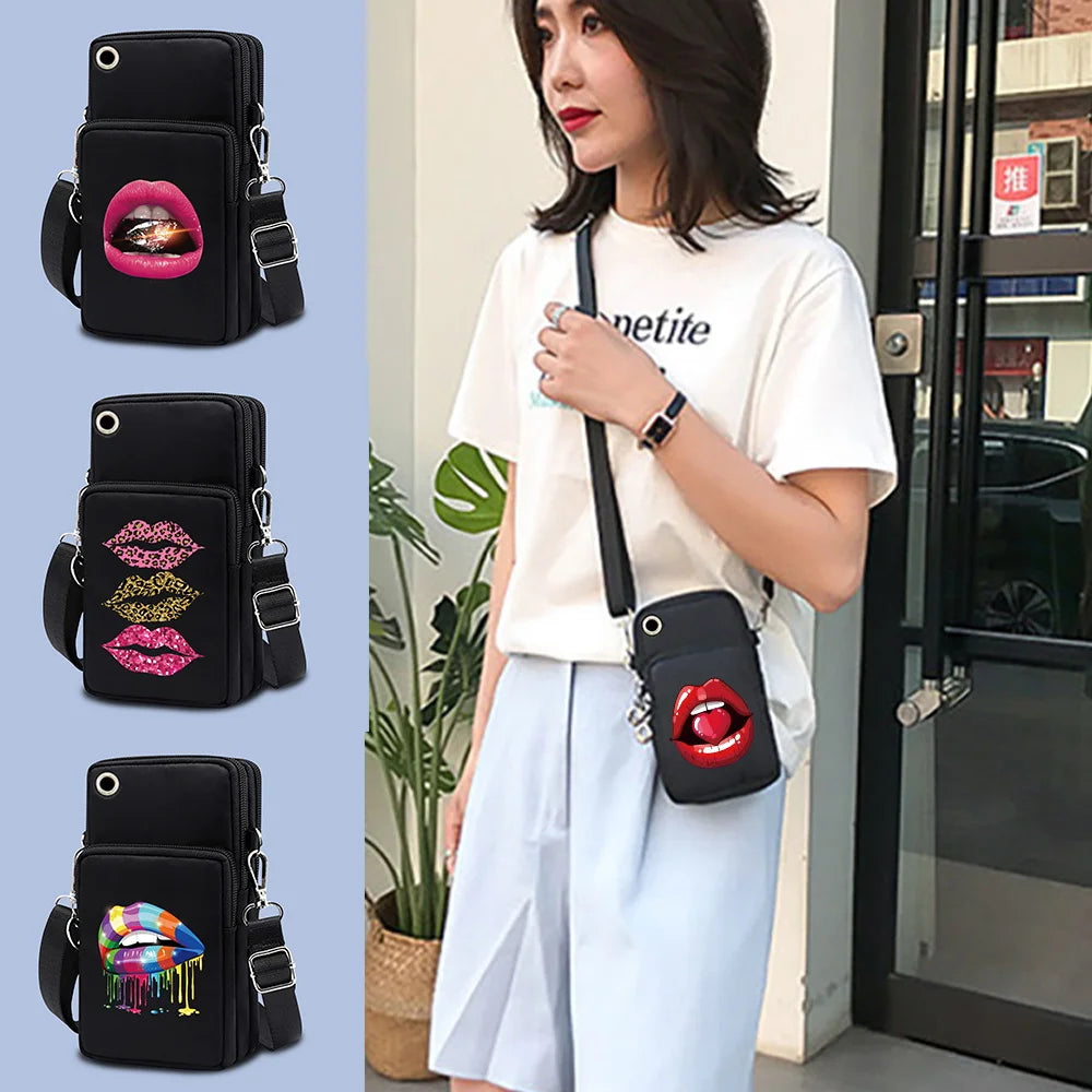 Ladies Mini Sports Bags Outdoor Travel Arm Bag Wallet Print Case Pouch