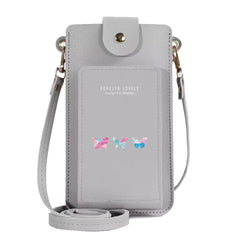 Women's PU Leather Phone Bag Crossbody Wallet Butterfly Print Handbag