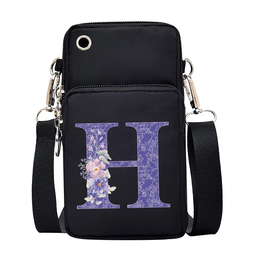 Purple Flower Print Arm Bag for Samsung/iPhone/Huawei