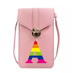 Rainbow Phone Bag PU Leather Crossbody Wallet Touch Screen Shoulder Packet