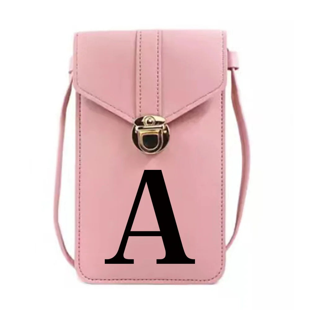 PU Leather Crossbody Bag Wallet, Letter Print Coin Purse Card Holder