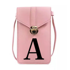 PU Leather Crossbody Bag Wallet, Letter Print Coin Purse Card Holder