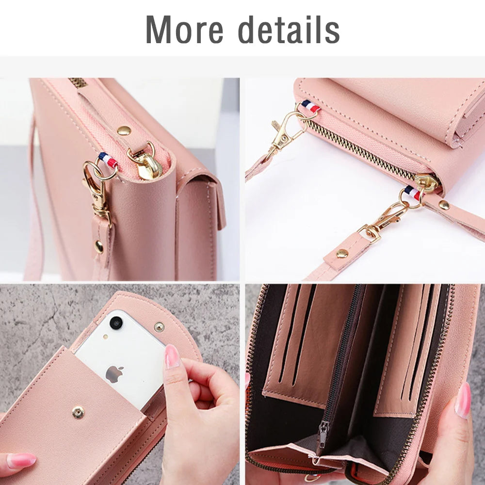 Rainbow Letter Print Phone Bag Universal Outdoor Shoulder Women Wallet